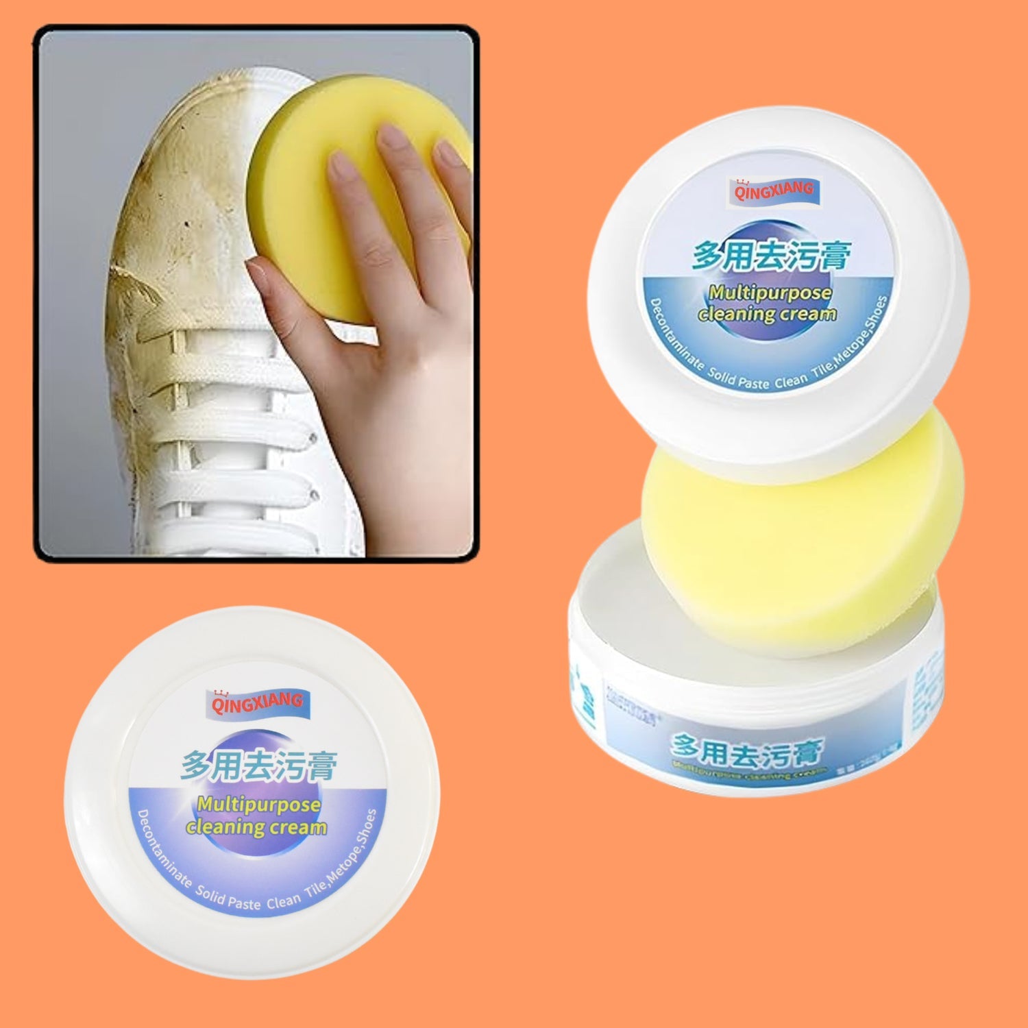 Shoe Cleaning Cream – Stain Remover for Sneakers, White Rubber Sole & Polish (260g) Shoe Cleaning Cream – Stain Remover for Sneakers, White Rubber Sole & Polish (260g)